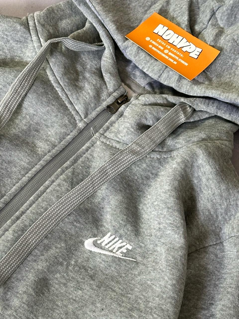 Conjunto Juvenil Moletom + Calça Nike Club - Cinza