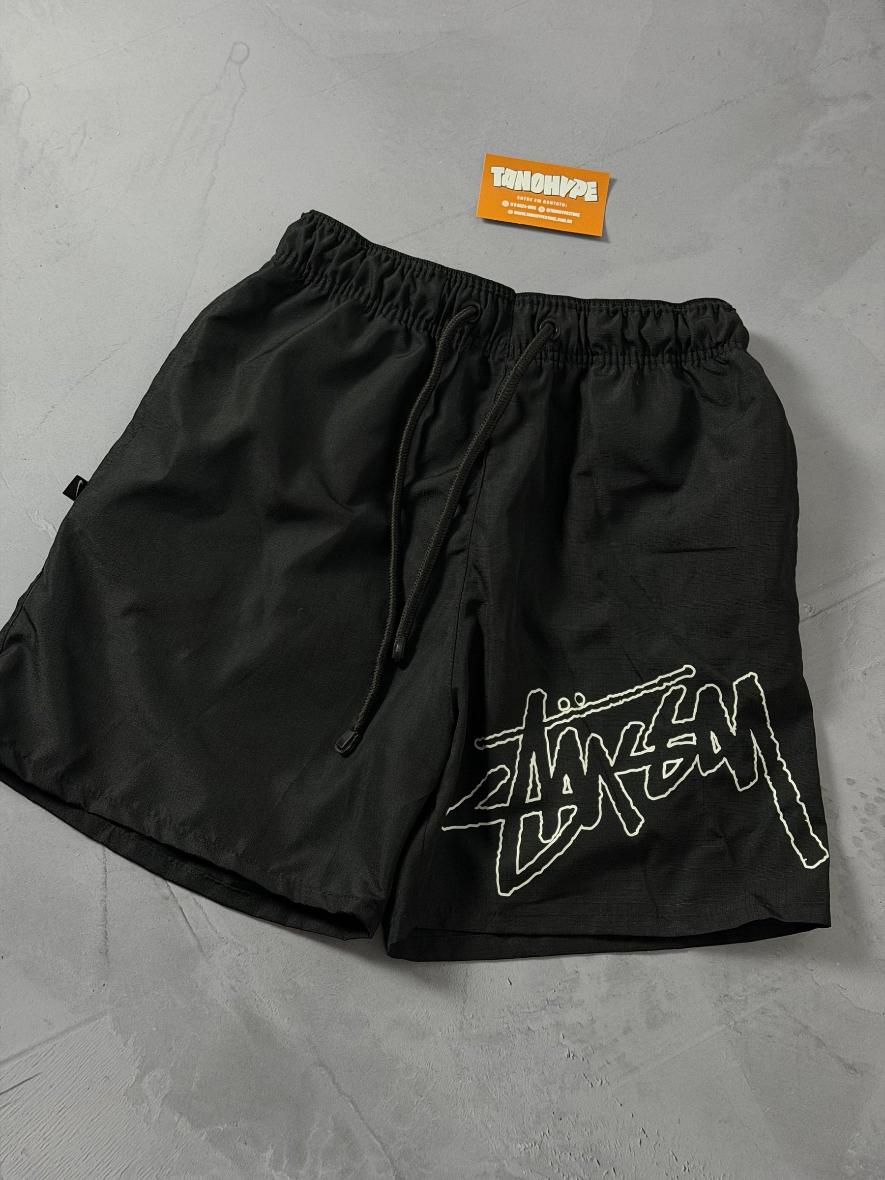 Shorts Tactel Nike Stussy Vazado - Preto