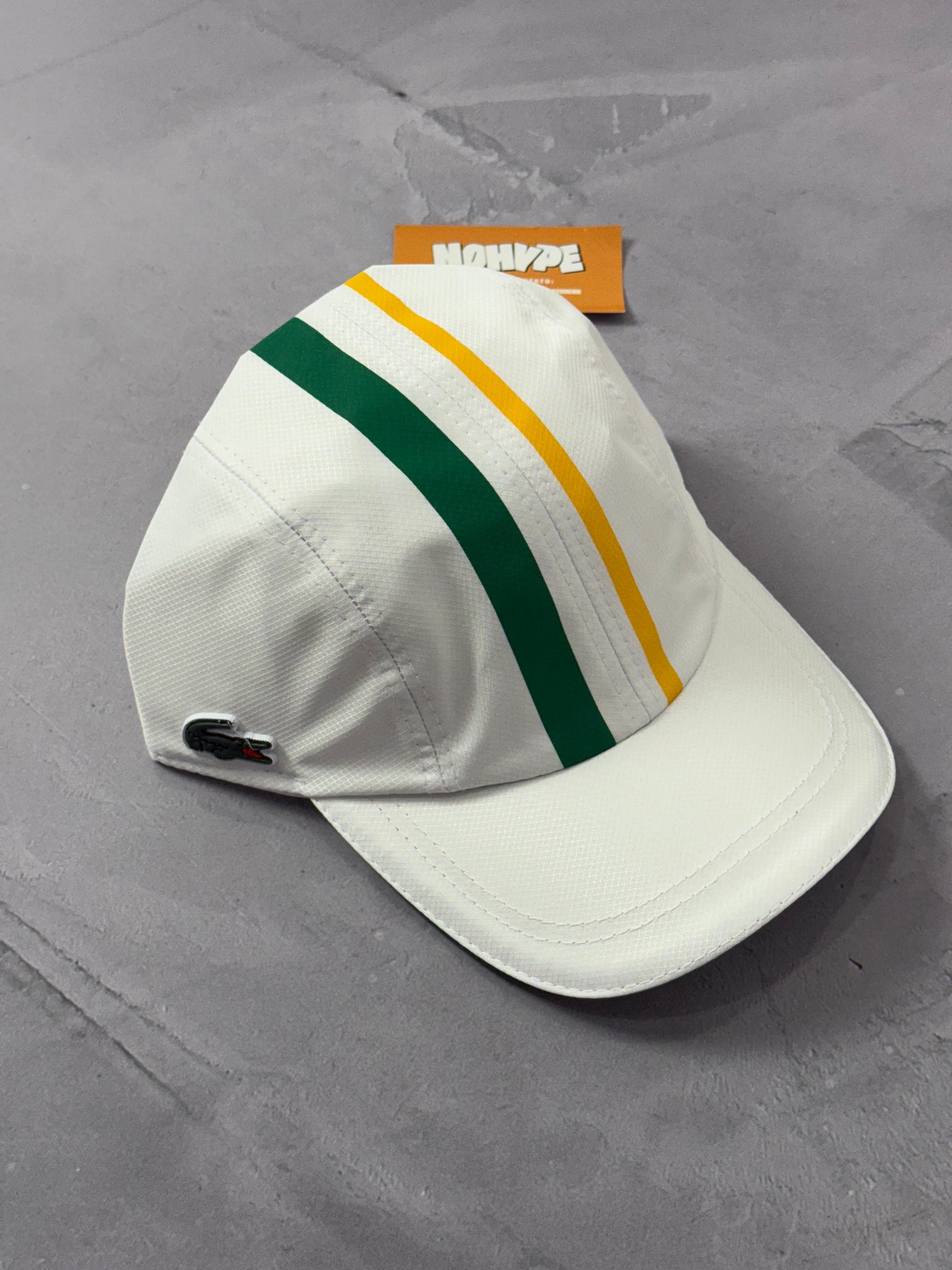 Boné Lacoste Five Panel Listras - Branco