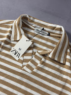 Polo Zara Tricô - Bege Listrada