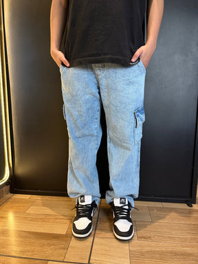 Calça Cargo Reta - Jeans