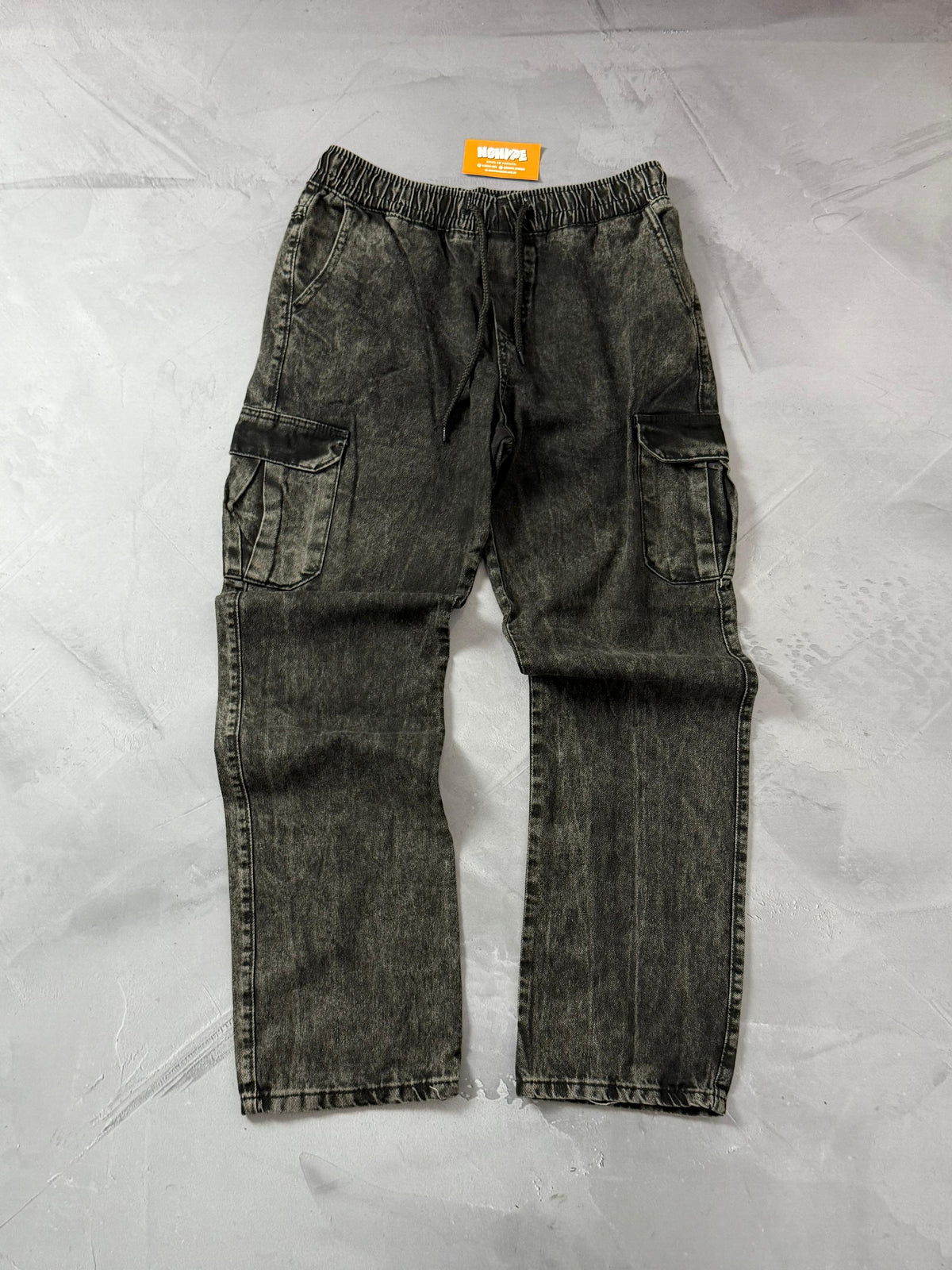 Calça Cargo Reta - Jeans Estonado