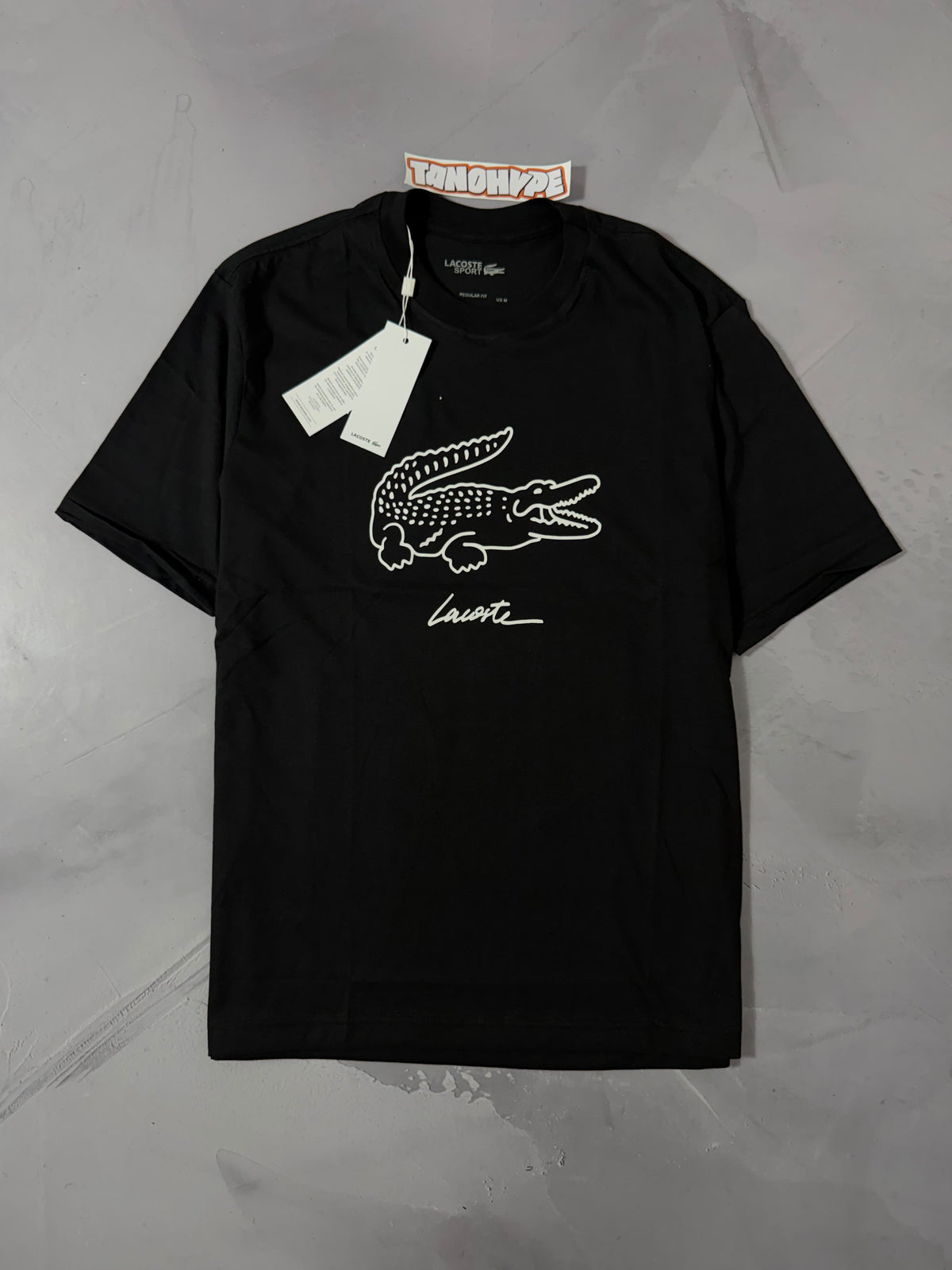Camiseta Lacoste Big Croc Script - Preto