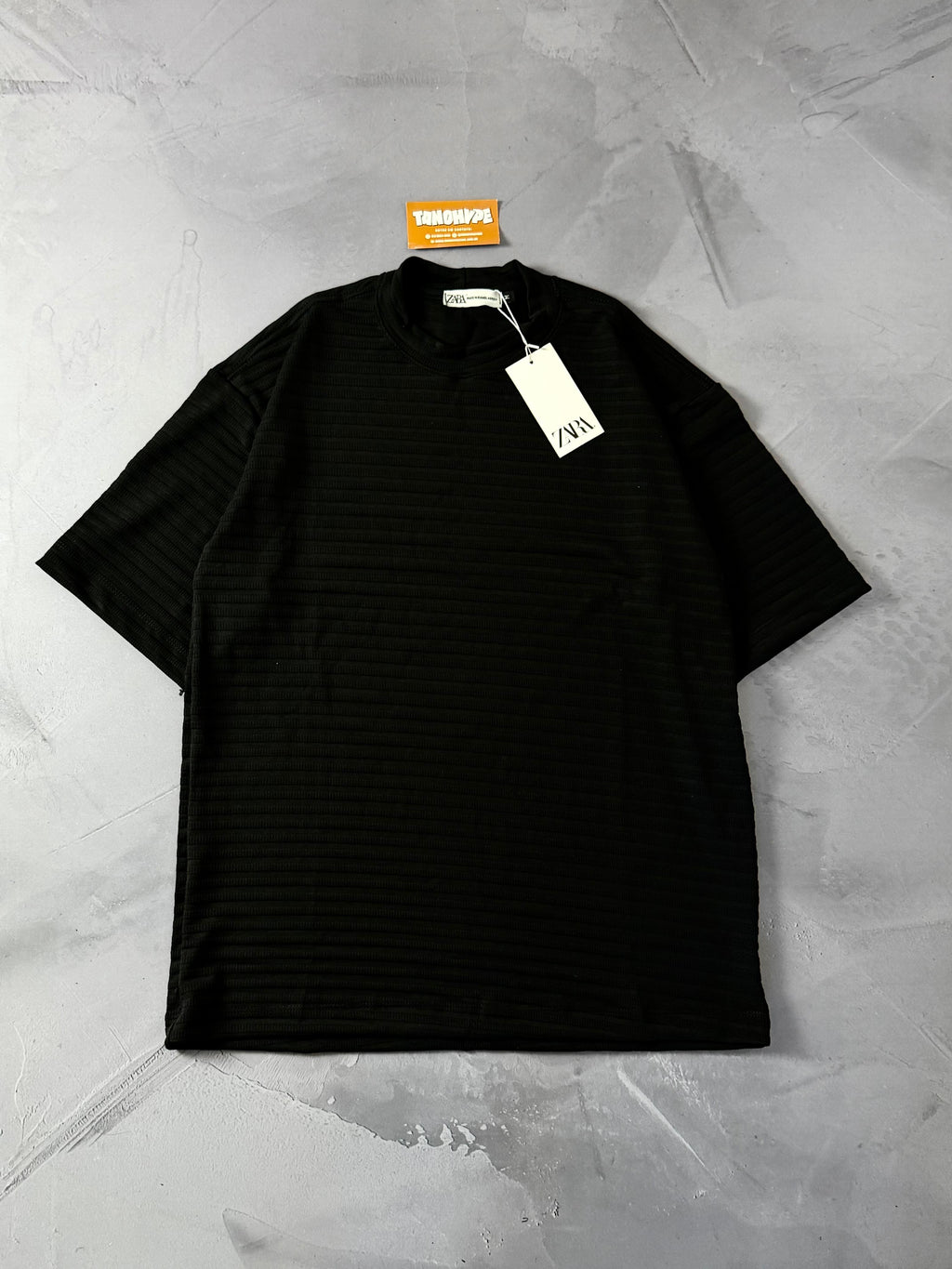 Camiseta Oversized Zara Texturizada - Preto
