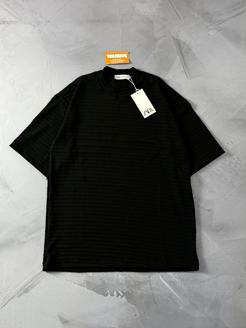 Camiseta Oversized Zara Texturizada - Preto