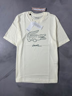 Camiseta Lacoste Big Croc Script - OffWhite