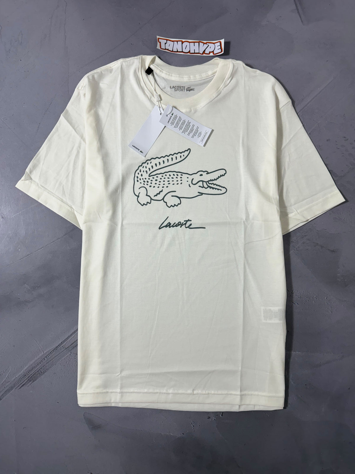 Camiseta Lacoste Big Croc Script - OffWhite