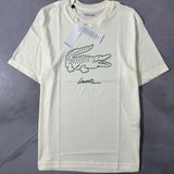 Camiseta Lacoste Big Croc Script - OffWhite