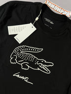 Camiseta Lacoste Big Croc Script - Preto