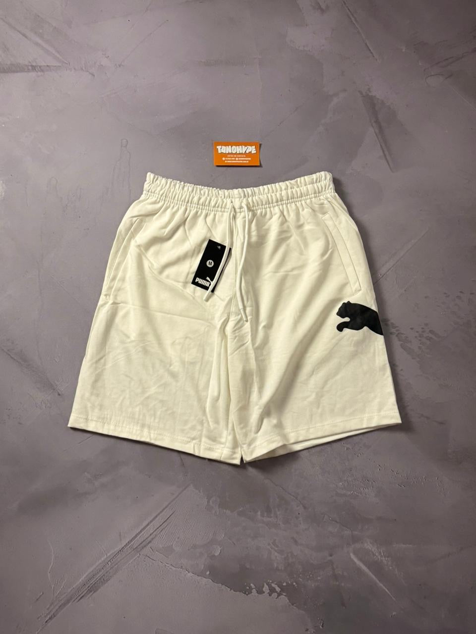 Shorts Moletom Puma Logo - Off White