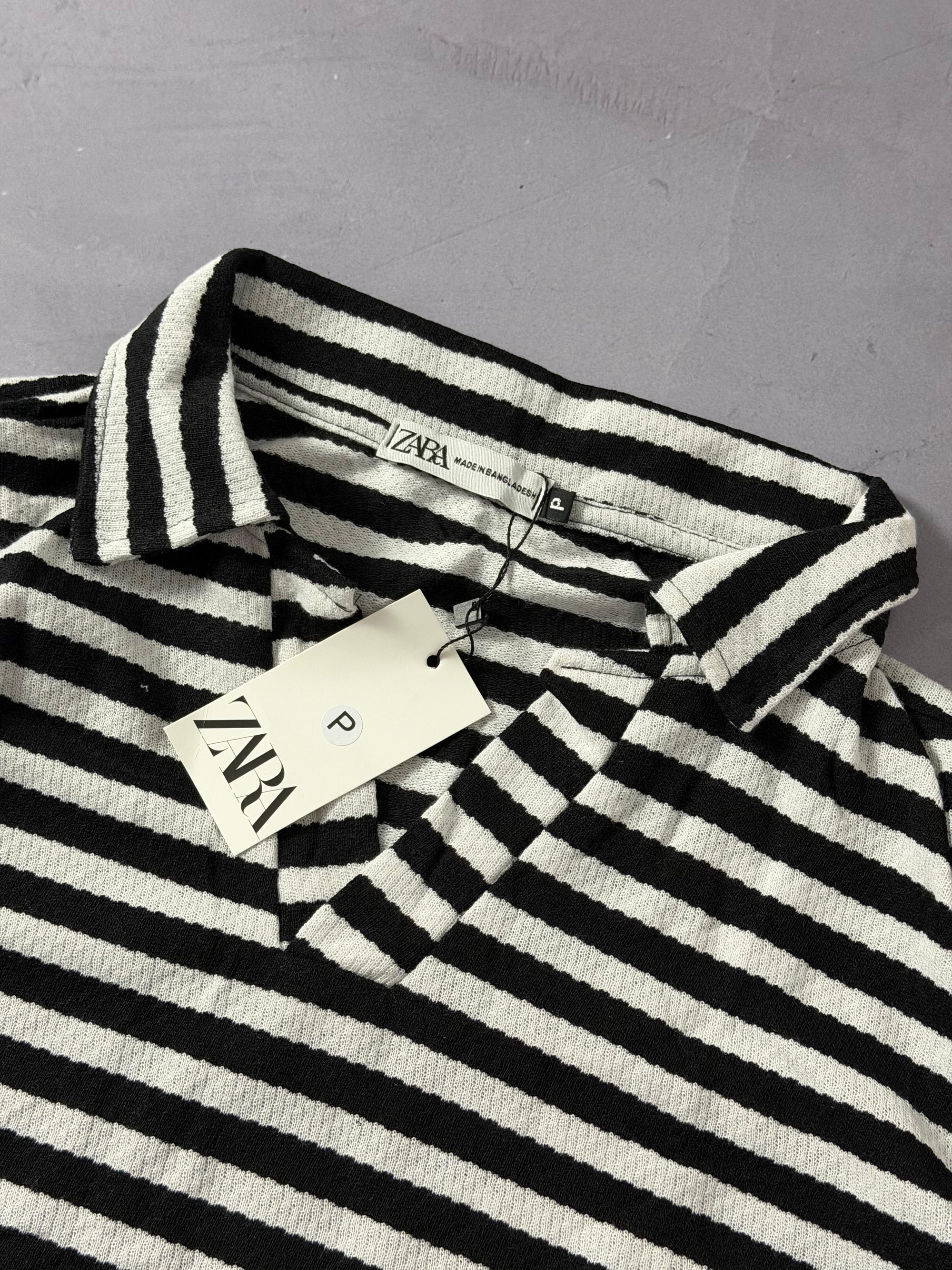 Polo Zara Tricô - Preta Listrada