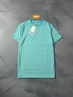 Camiseta Zara Listrada - Azul Turquesa e Branco