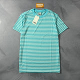 Camiseta Zara Listrada - Azul Turquesa e Branco