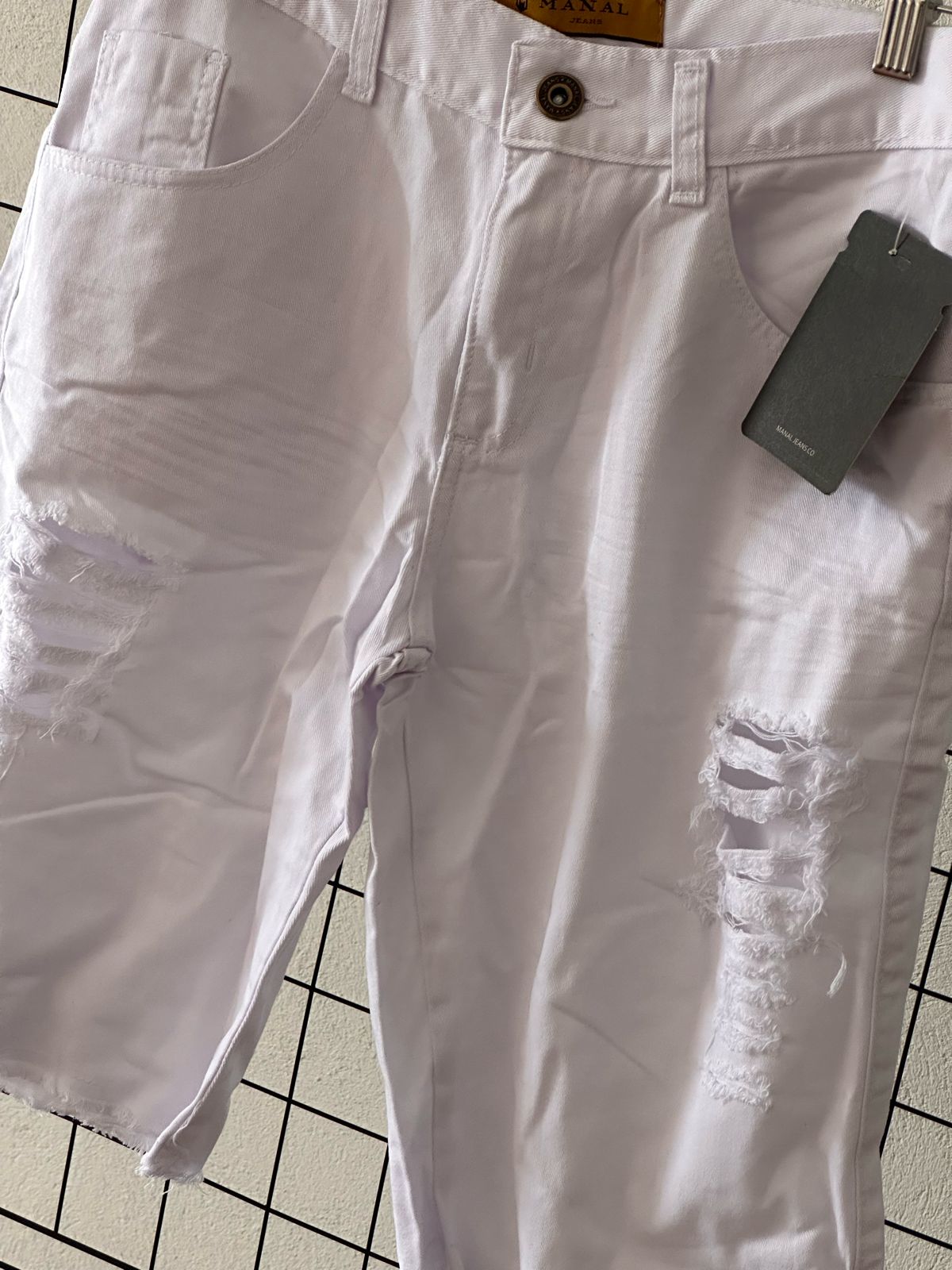 Shorts Jeans Destroyd - Branco