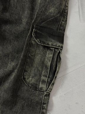 Calça Cargo Reta - Jeans Estonado