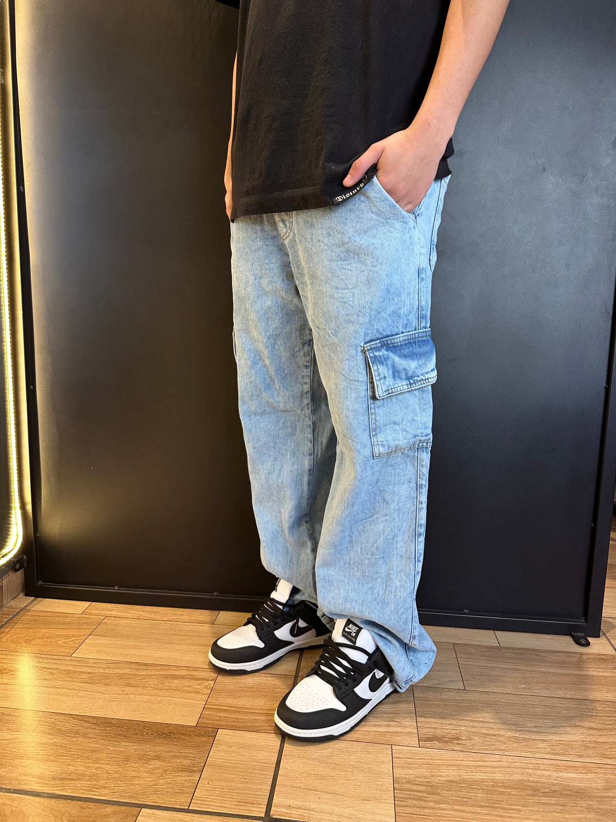 Calça Cargo Reta - Jeans