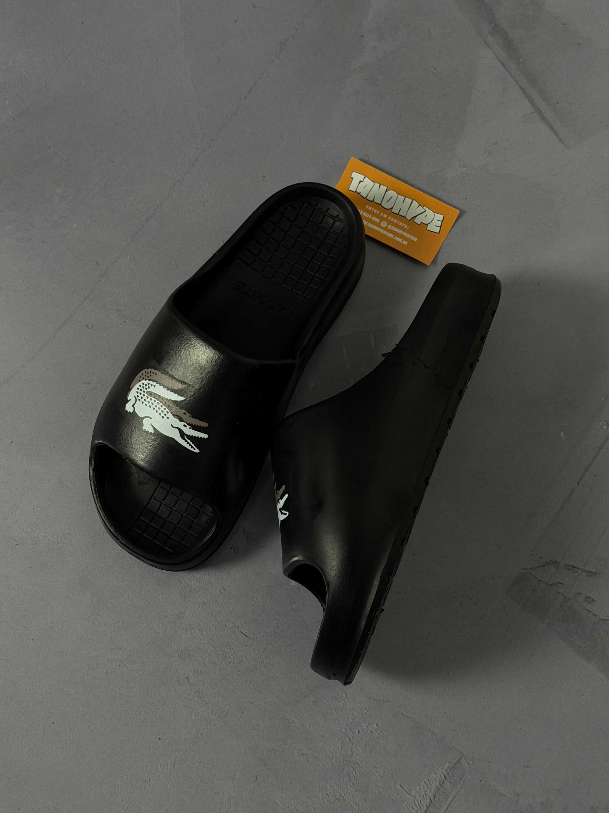 Chinelo Slide Lacoste - Preto