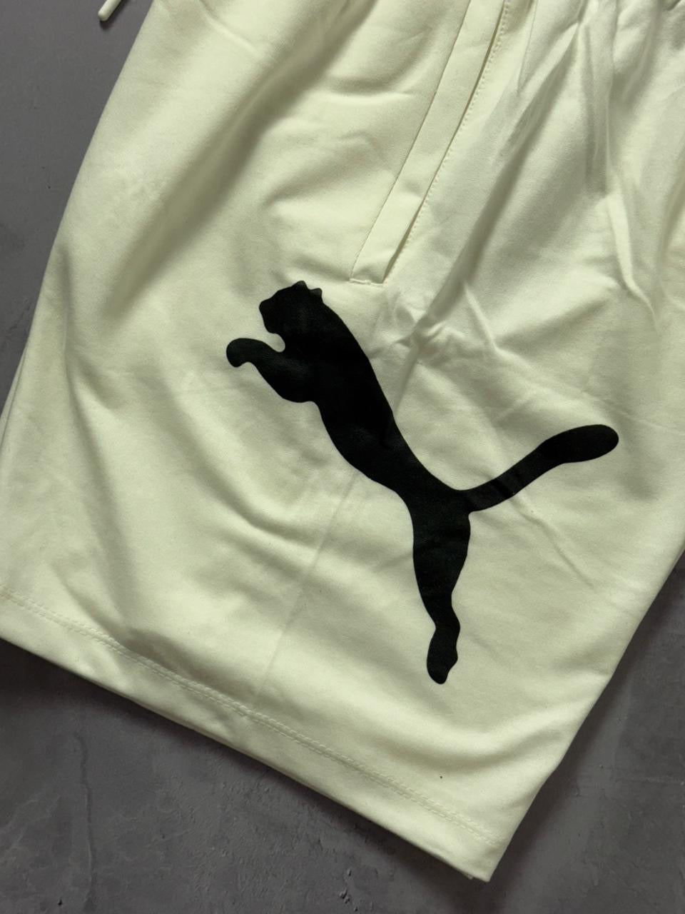 Shorts Moletom Puma Logo - Off White