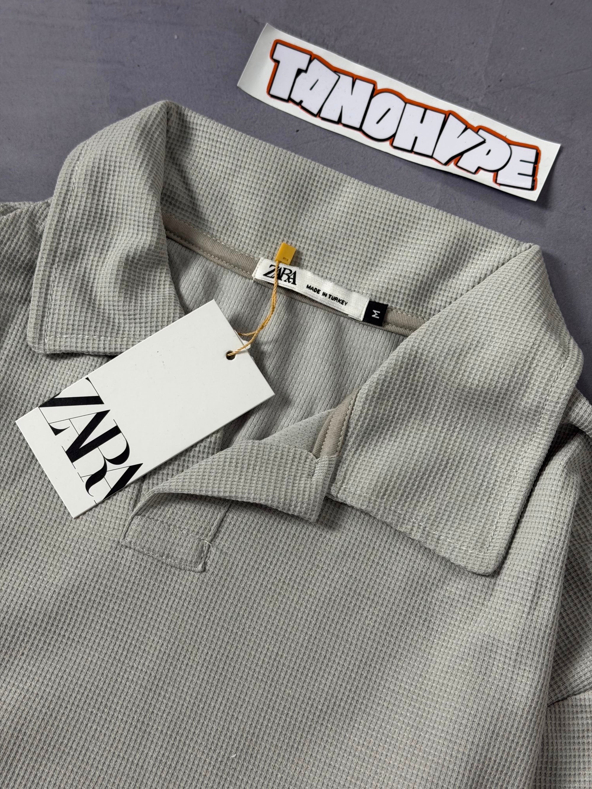 Polo Zara Texturizada - Cinza