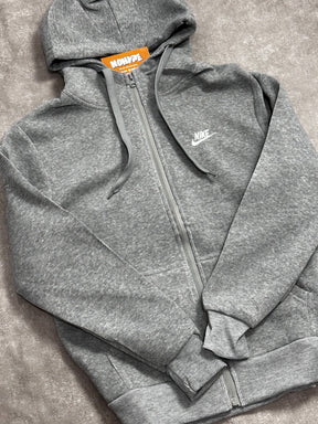 Moletom Feminino Nike Club C/Zíper - Cinza