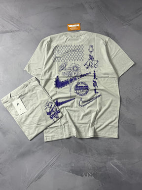 Camiseta Nike Flowers - Cinza Smoke