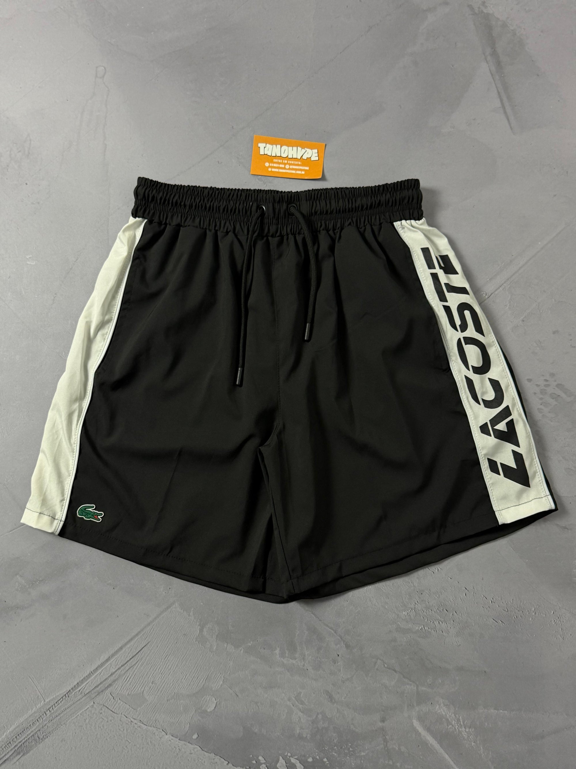 Shorts Tactel Lacoste Letreiro - Preto