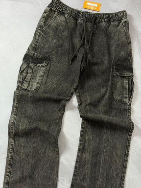 Calça Cargo Reta - Jeans Estonado
