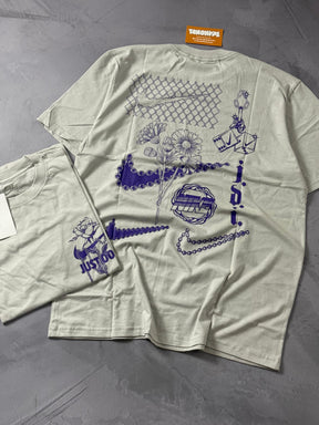 Camiseta Nike Flowers - Cinza Smoke