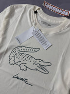 Camiseta Lacoste Big Croc Script - OffWhite