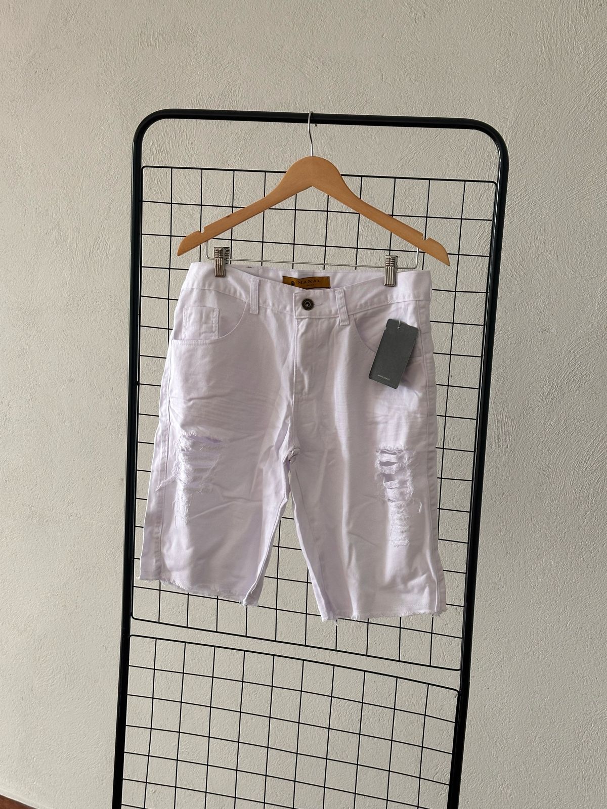 Shorts Jeans Destroyd - Branco