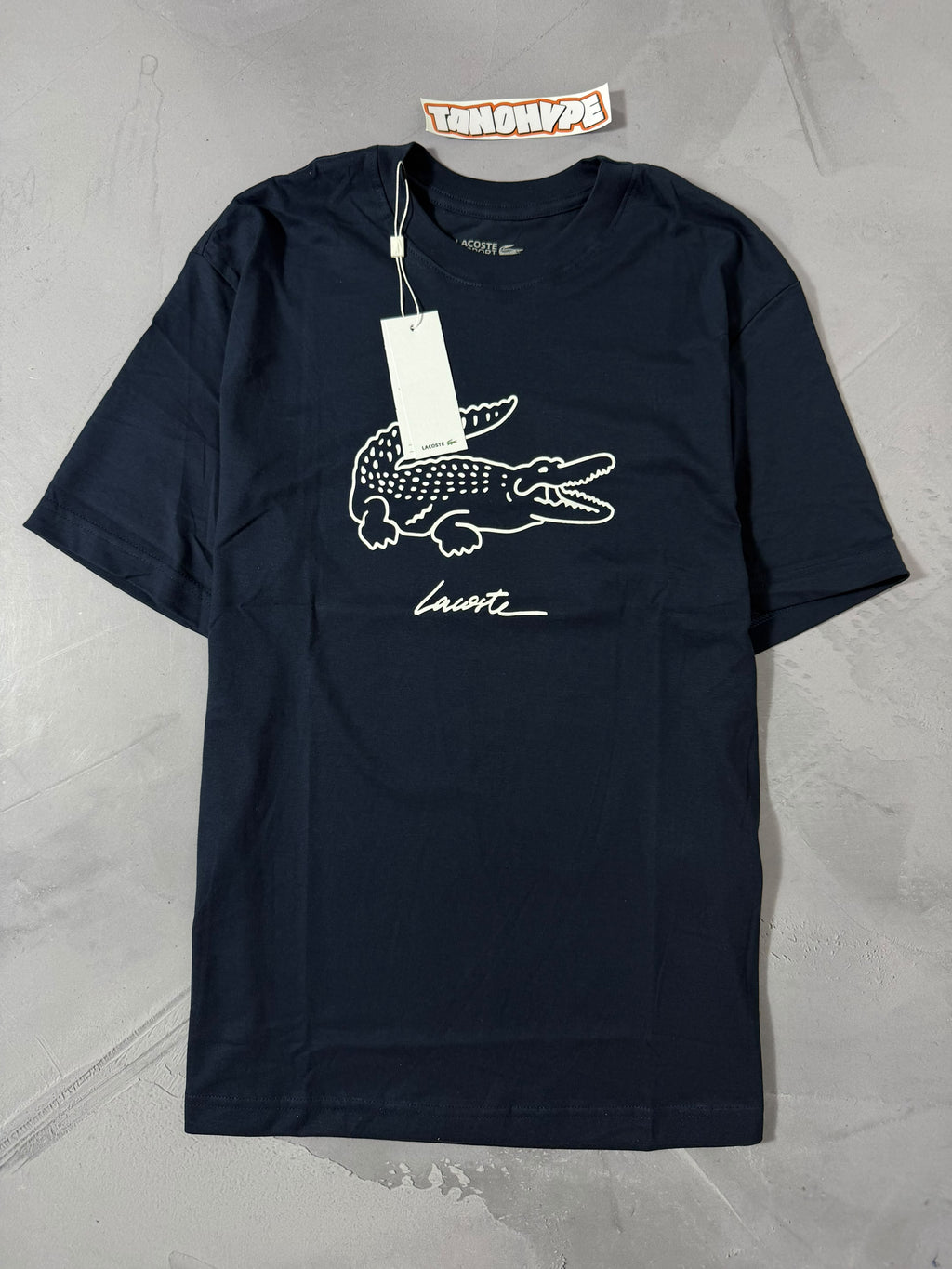 Camiseta Lacoste Big Croc Script - Azul Marinho