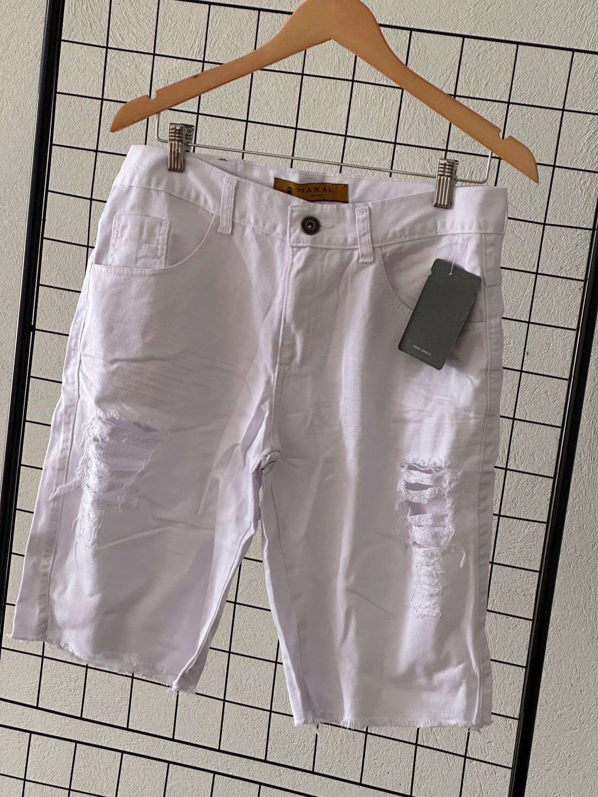 Shorts Jeans Destroyd - Branco