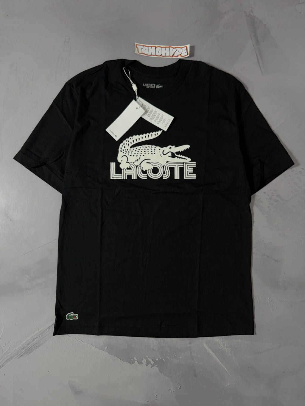 Camiseta Lacoste Sport Logo Retrô - Preto
