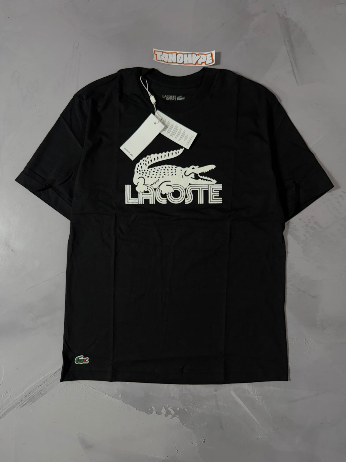 Camiseta Lacoste Sport Logo Retrô - Preto